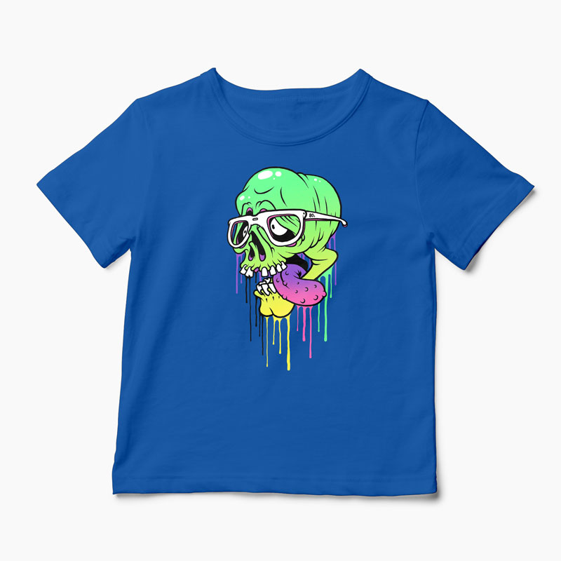 Tricou Personalizat Craniu Colorat  - Copii-Albastru Regal